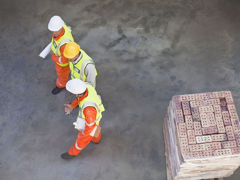 three workers in the site