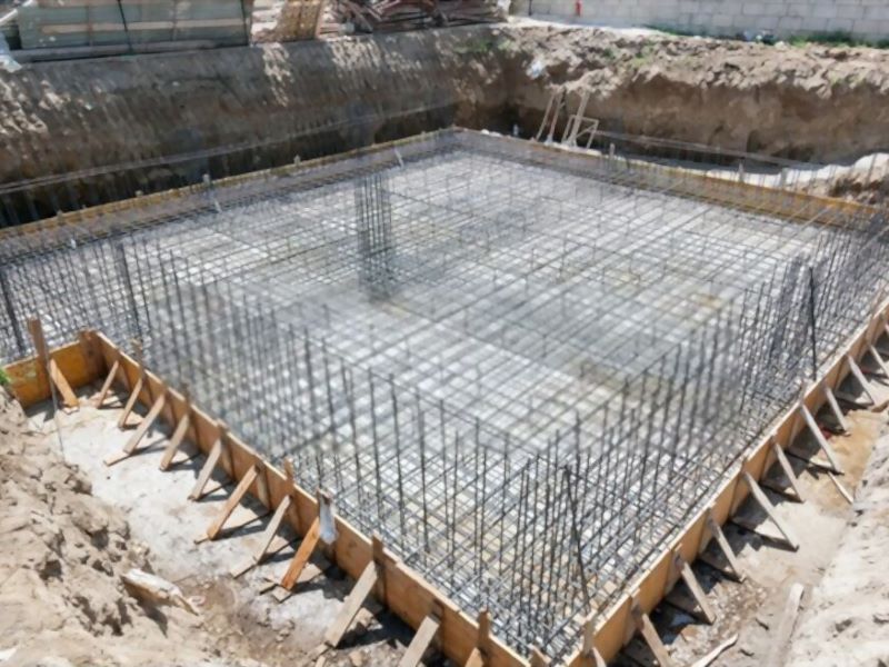 slab foundation being constructed